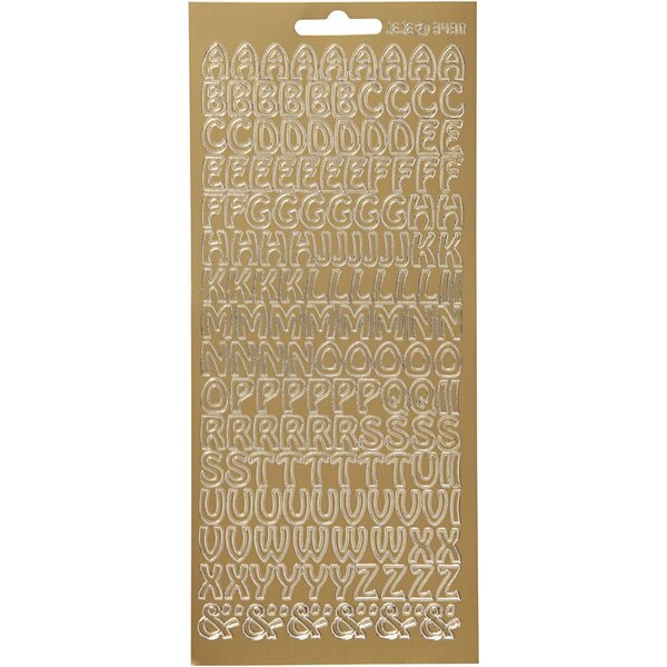 Creativ Company Stickers, alfabet, vel 10x23 cm, goud, 1 vel
