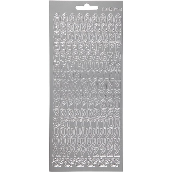 Creativ Company Stickers, alfabet, vel 10x23 cm, zilver, 1 vel