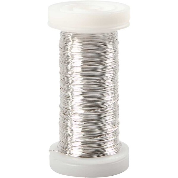 Creativ Company Verzilverd draad, dikte 0,3 mm, verzilverd, 50 gr, 100 m/ 1 rol