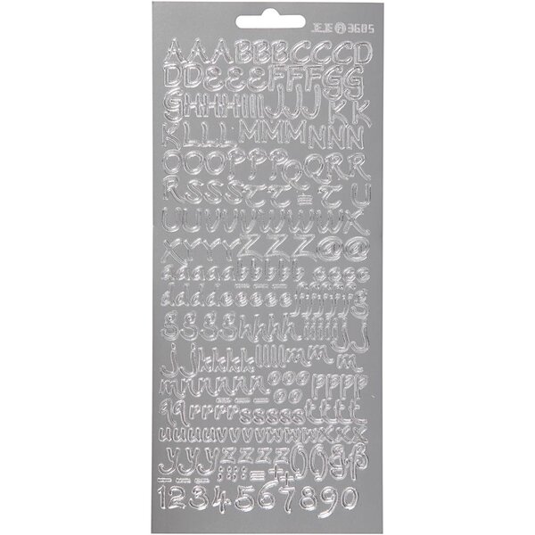 Creativ Company Stickers, alfabet, vel 10x23 cm, zilver, 1 vel