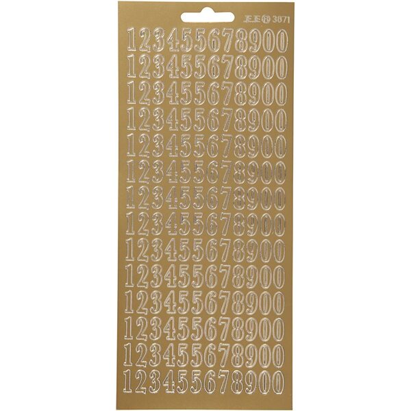 Creativ Company Stickers, cijfers, vel 10x23 cm, goud, 1 vel