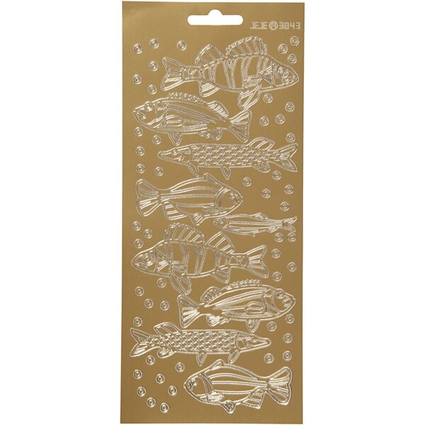 Creativ Company Stickers, vissen, vel 10x23 cm, goud, 1 vel