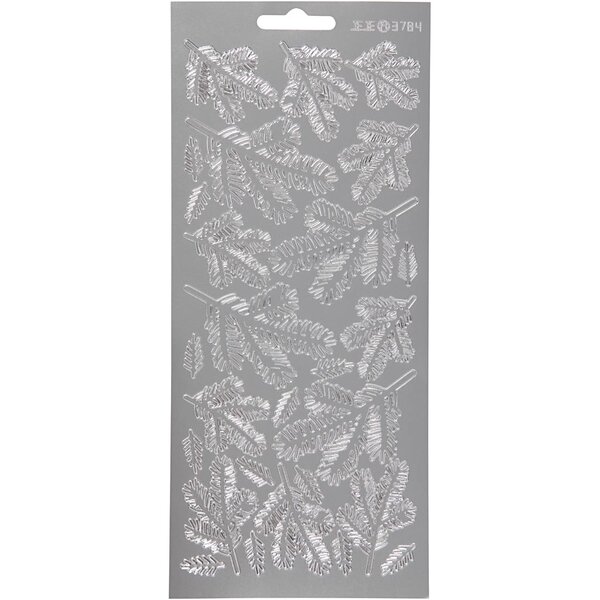 Creativ Company Stickers, twijgen, vel 10x23 cm, zilver, 1 vel