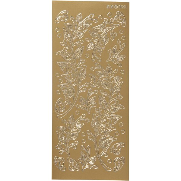 Creativ Company Stickers, bladeren, vel 10x23 cm, goud, 1 vel