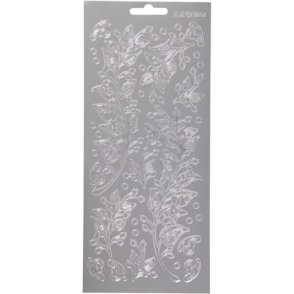 Creativ Company Stickers, bladeren, vel 10x23 cm, zilver, 1 vel