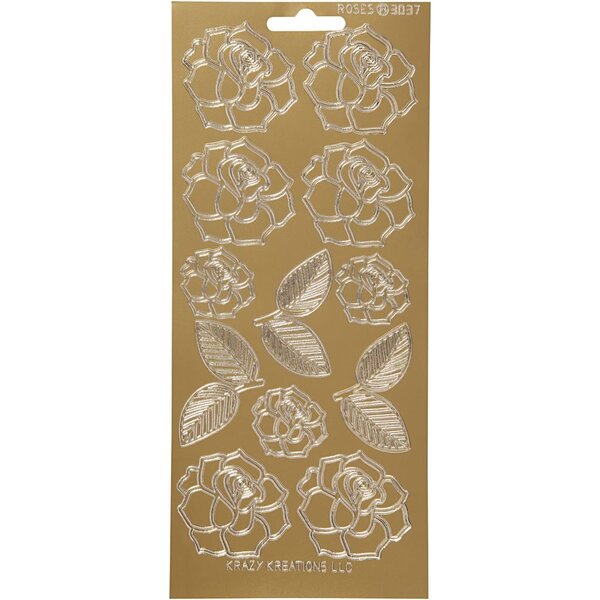 Creativ Company Stickers, rozen, vel 10x23 cm, goud, 1 vel