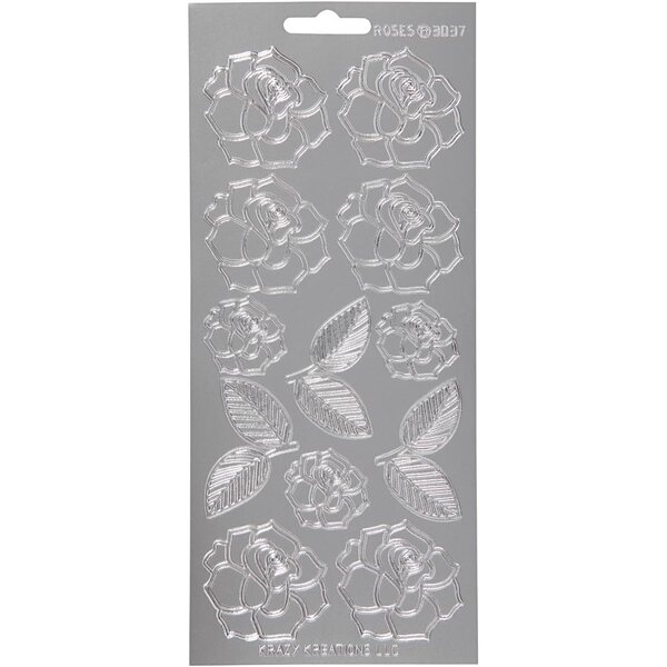 Creativ Company Stickers, rozen, vel 10x23 cm, zilver, 1 vel