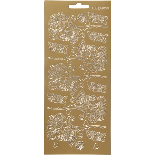Creativ Company Stickers, rozen, vel 10x23 cm, goud, 1 vel