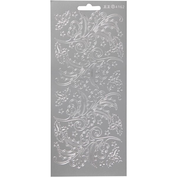 Creativ Company Stickers, hulst, vel 10x23 cm, zilver, 1 vel