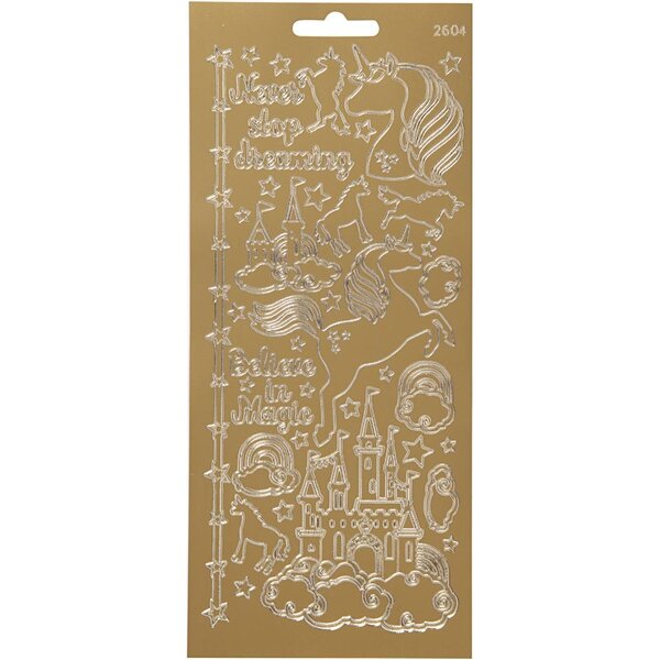Creativ Company Stickers, unicorn, vel 10x23 cm, goud, 1 vel