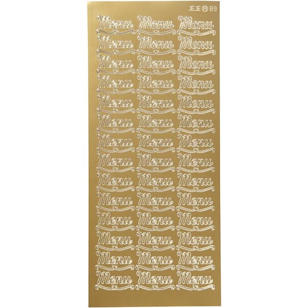 Creativ Company Stickers, menu, vel 10x23 cm, goud, 1 vel