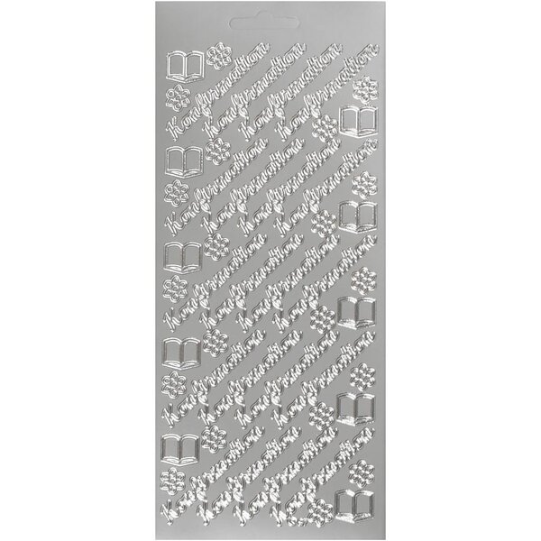 Creativ Company Stickers, konfirmation, zilver, 1 vel
