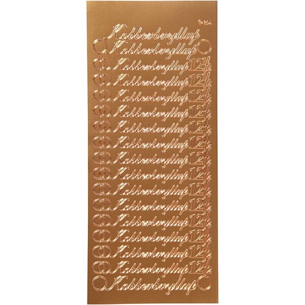 Creativ Company Stickers, kobberbryllup, vel 10x23 cm, koper, 1 vel