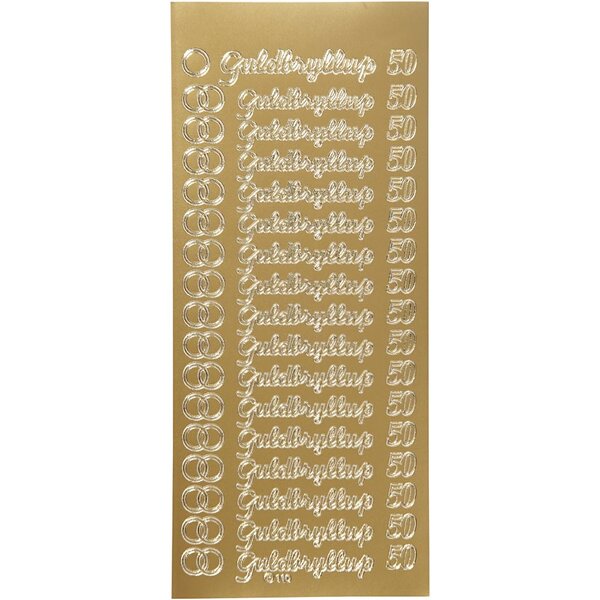 Creativ Company Stickers, guldbryllup, vel 10x23 cm, goud, 1 vel