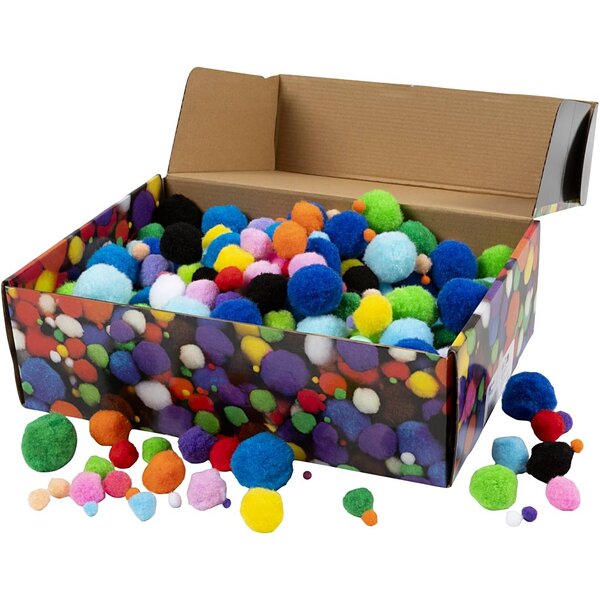 Creativ Company Pompons, d 5-40 mm, diverse kleuren, 200 gr/ 1 doos