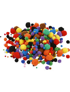 Creativ Company Pompons, d 5-40 mm, diverse kleuren, 42 gr/ 1 doos