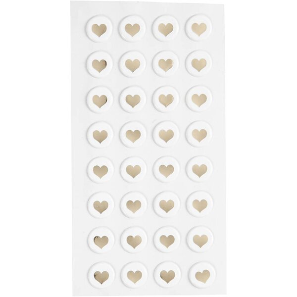 Creativ Company Puffy stickers, d 14 mm, dikte 2 mm, wit, 32 stuk/ 1 doos