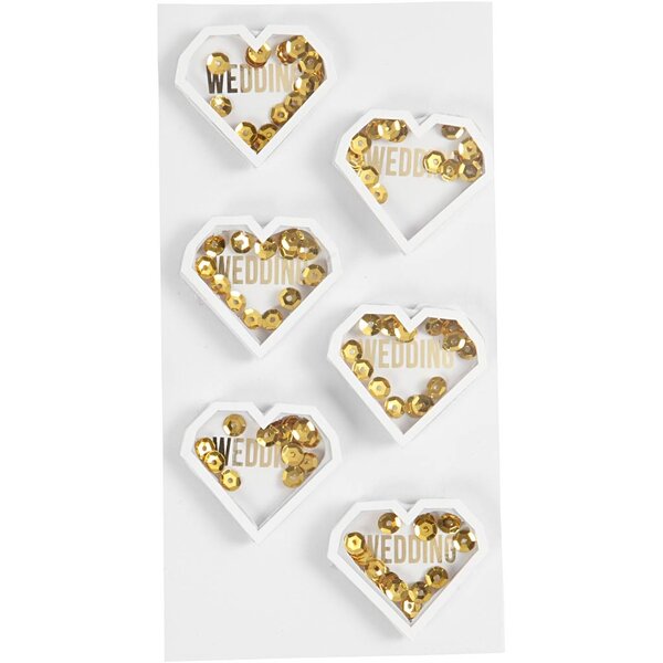 Creativ Company Shaker stickers, D: 4 mm, L: 32 mm, B: 38 mm, wit, 6 stuk/ 1 doos