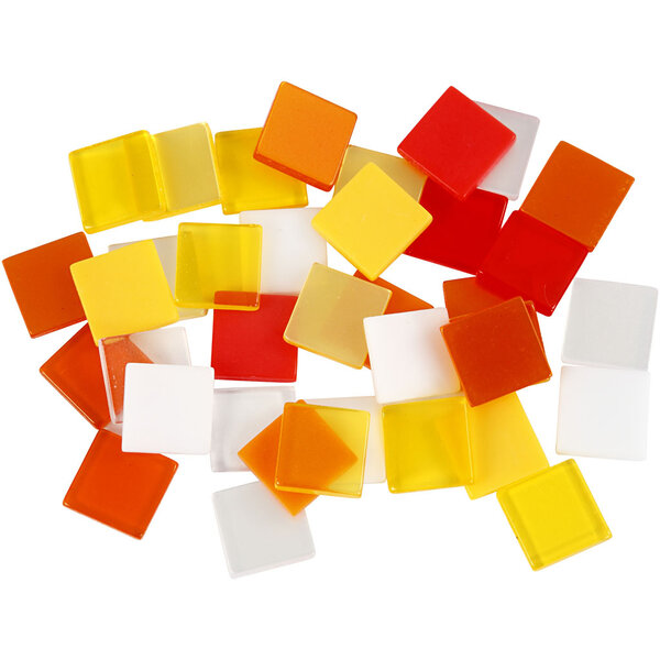 Creativ Company Mini mozaiek, afm 10x10 mm, dikte 2 mm, rood/oranje harmonie, 25 gr/ 1 doos