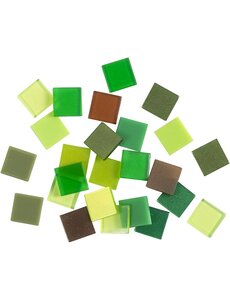 Creativ Company Mini mozaiek, afm 10x10 mm, dikte 2 mm, groen glitter, 25 gr/ 1 doos