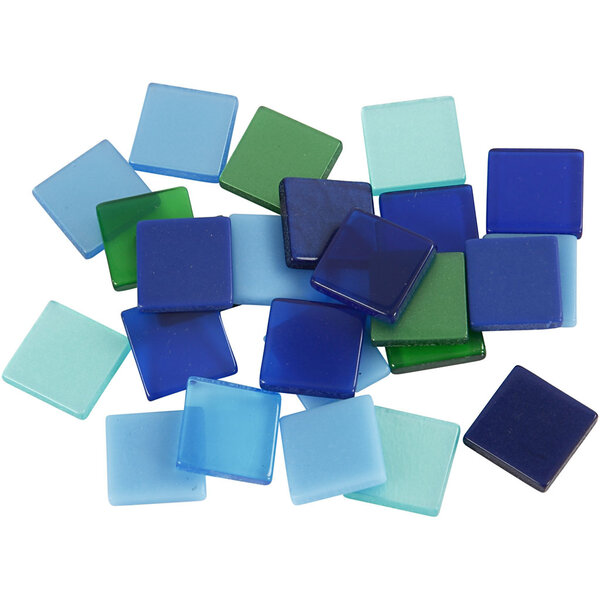 Creativ Company Mini mozaiek, afm 10x10 mm, dikte 2 mm, blauw/groen harmonie, 25 gr/ 1 doos