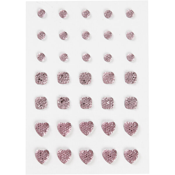 Vivi Gade Strasstenen, rond, vierkant, hart, afm 6+8+10 mm, roze, 35 stuk/ 1 doos