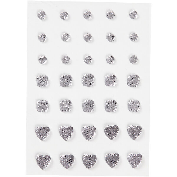Vivi Gade Strasstenen, rond, vierkant, hart, afm 6+8+10 mm, zilver, 35 stuk/ 1 doos