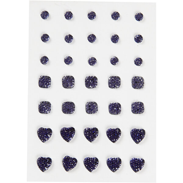 Vivi Gade Strasstenen, rond, vierkant, hart, afm 6+8+10 mm, blauw, 35 stuk/ 1 doos