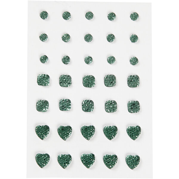 Vivi Gade Strasstenen, rond, vierkant, hart, afm 6+8+10 mm, groen, 35 stuk/ 1 doos