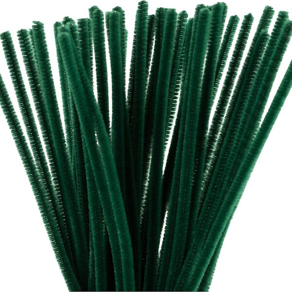 Creativ Company Chenille, L: 30 cm, dikte 6 mm, donkergroen, 50 stuk/ 1 doos