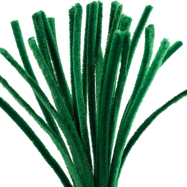 Creativ Company Chenille, L: 30 cm, dikte 9 mm, donkergroen, 25 stuk/ 1 doos