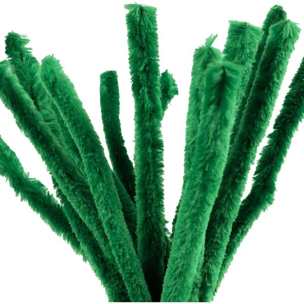Creativ Company Chenille, L: 30 cm, dikte 15 mm, donkergroen, 15 stuk/ 1 doos