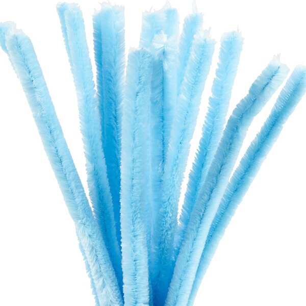 Creativ Company Chenille, L: 30 cm, dikte 15 mm, blauw, 15 stuk/ 1 doos