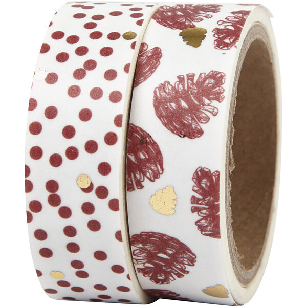 Vivi Gade Masking Tape, denneappels en stippen - folie, B: 15 mm, 2x4 m/ 1 doos