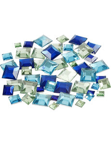 Creativ Company Strasstenen, vierkant, afm 6+9+12 mm, blauw/groen harmonie, 360 stuk/ 1 doos
