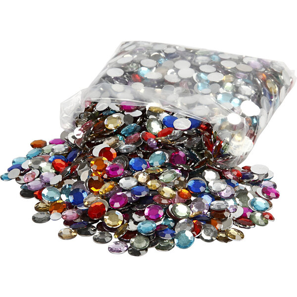 Creativ Company Strasstenen, rond, d 6+9+12 mm, diverse kleuren, 3600 stuk/ 1 doos