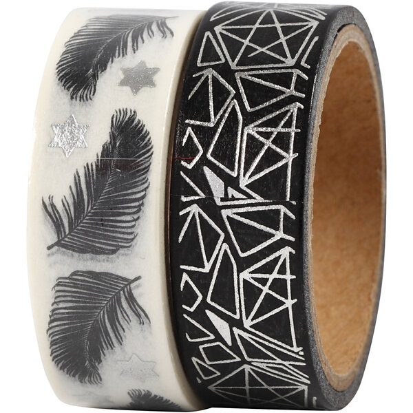 Vivi Gade Masking Tape, veren en patronen - folie, B: 15 mm, 2x4 m/ 1 doos