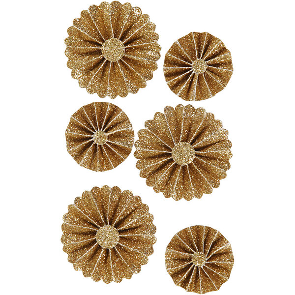 Vivi Gade Rosettes, d 35+50 mm, goud glitter, 6 stuk/ 1 doos