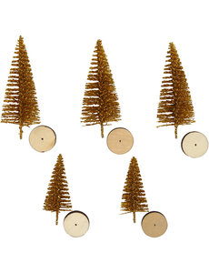Creativ Company Kerstbomen, H: 40+60 mm, goud, 5 stuk/ 1 doos