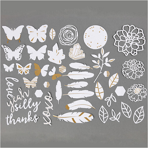 Creativ Company Labels met goudkleurige motieven voor aquarel, afm 1,5-10 cm, 44 stuk/ 1 doos