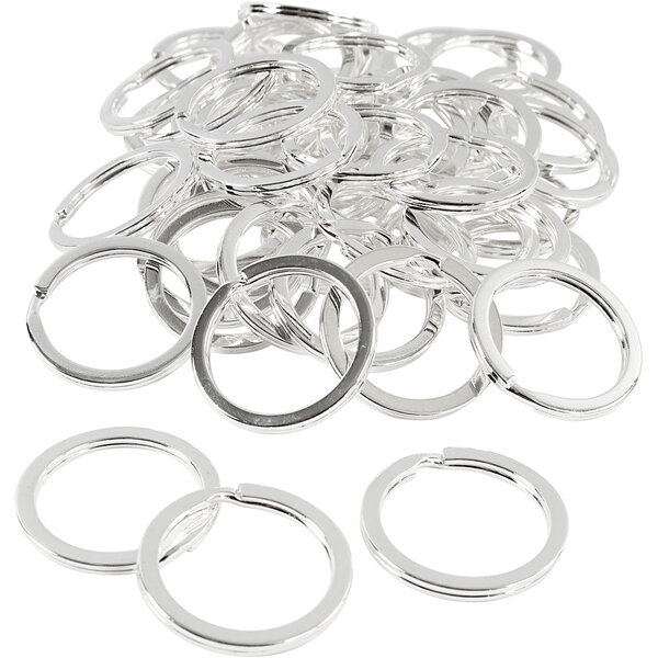 Creativ Company Sleutelring, d 28 mm, verzilverd, 50 stuk/ 1 doos