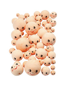 Creativ Company Hoofden, d 12+18+22+30+40 mm, licht beige, 100 stuk/ 1 doos