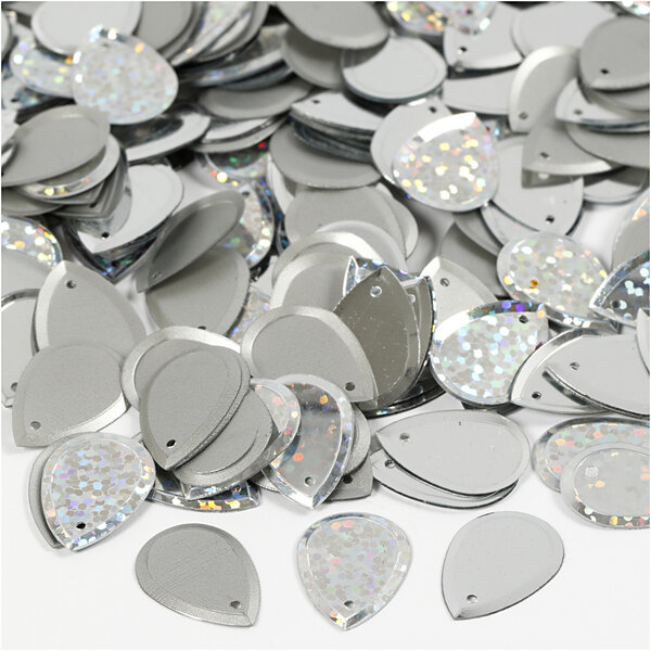 Creativ Company Pailletten, druppel, afm 14x19 mm, zilver, 50 gr/ 1 doos
