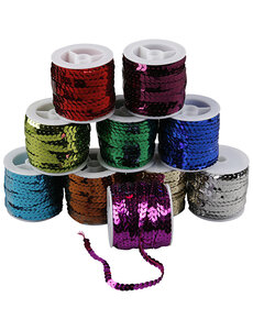 Creativ Company Pailletten lint, B: 6 mm, metallic kleuren, 10x10 m/ 1 doos