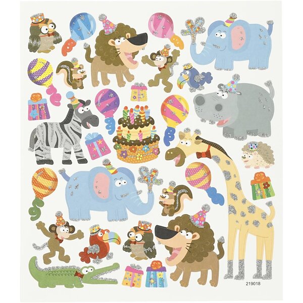 Creativ Company Stickers, dieren verjaardag, vel 15x16,5 cm, 1 vel