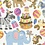 Creativ Company Stickers, dieren verjaardag, vel 15x16,5 cm, 1 vel