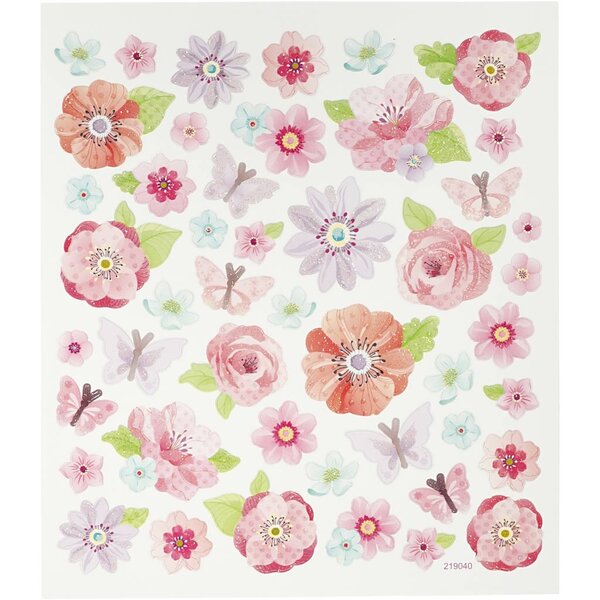 Creativ Company Stickers, lente bloemen, vel 15x16,5 cm, 1 vel