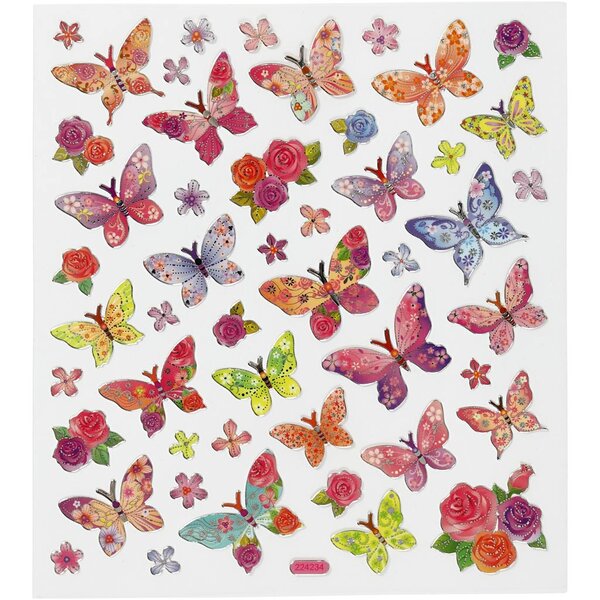 Creativ Company Stickers, vlinders, vel 15x16,5 cm, 1 vel