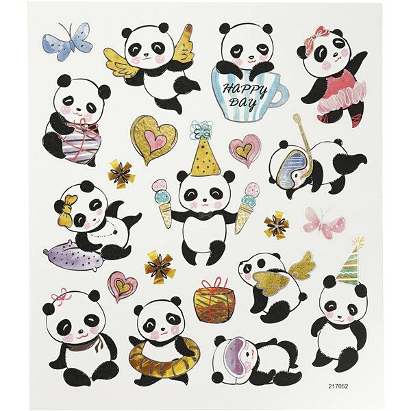 Creativ Company Stickers, panda's, vel 15x16,5 cm, 1 vel
