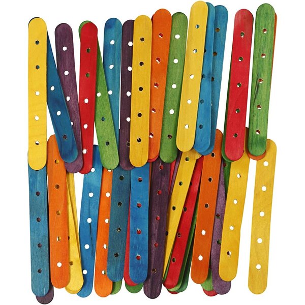 Creativ Company Constructiestokjes, L: 15 cm, B: 1,8 cm, gatgrootte 4 mm, diverse kleuren, 500 div/ 1 doos